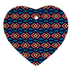 Rhombus  Pattern Heart Ornament (two Sides) by LalyLauraFLM