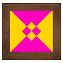 Yellow Pink Shapes Framed Tile by LalyLauraFLM