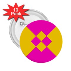 Yellow Pink Shapes 2 25  Button (10 Pack) by LalyLauraFLM