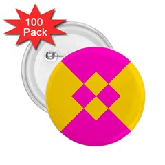 Yellow Pink Shapes 2 25  Button (100 Pack)