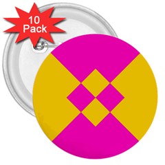 Yellow Pink Shapes 3  Button (10 Pack)