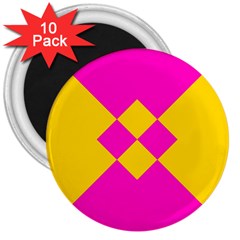 Yellow Pink Shapes 3  Magnet (10 Pack)