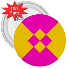 Yellow Pink Shapes 3  Button (100 Pack)