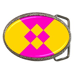 Yellow Pink Shapes Belt Buckle by LalyLauraFLM