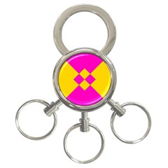 Yellow Pink Shapes 3-ring Key Chain by LalyLauraFLM