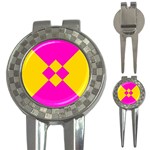 Yellow pink shapes 3-in-1 Golf Divot Front