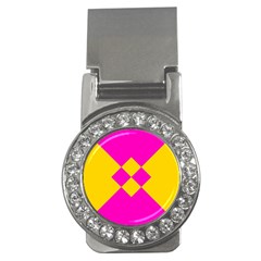 Yellow Pink Shapes Money Clip (cz)