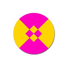 Yellow Pink Shapes Magnet 3  (round) by LalyLauraFLM