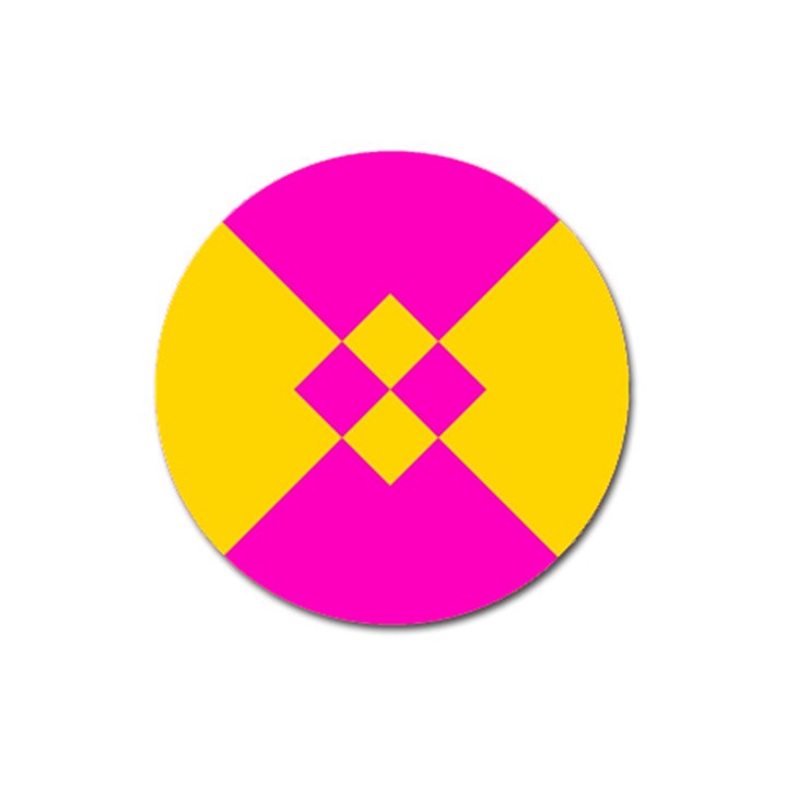 Yellow pink shapes Magnet 3  (Round)