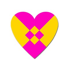 Yellow Pink Shapes Magnet (heart) by LalyLauraFLM