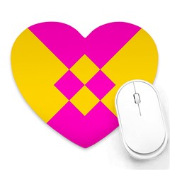 Yellow Pink Shapes Heart Mousepad by LalyLauraFLM