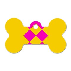 Yellow Pink Shapes Dog Tag Bone (one Side)