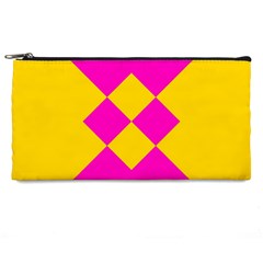 Yellow Pink Shapes Pencil Case by LalyLauraFLM