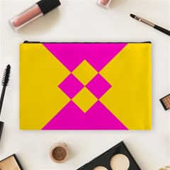 Yellow Pink Shapes Cosmetic Bag (large) by LalyLauraFLM