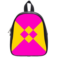 Yellow Pink Shapes School Bag (small) by LalyLauraFLM