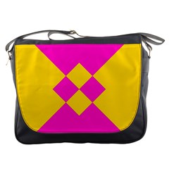 Yellow Pink Shapes Messenger Bag by LalyLauraFLM