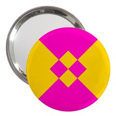 Yellow Pink Shapes 3  Handbag Mirror