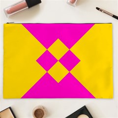 Yellow Pink Shapes Cosmetic Bag (xxl) by LalyLauraFLM