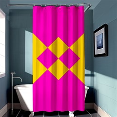 Yellow Pink Shapes	shower Curtain 36  X 72 