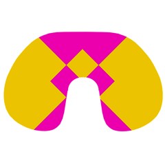 Yellow Pink Shapes Travel Neck Pillow by LalyLauraFLM