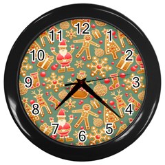 Santa And Friends Pattern Wall Clocks (black) by LovelyDesigns4U