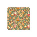 Santa and Friends Pattern Square Magnet Front