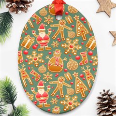 Santa And Friends Pattern Oval Ornament (two Sides)