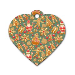 Santa And Friends Pattern Dog Tag Heart (one Side) by LovelyDesigns4U