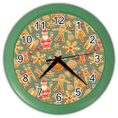 Santa And Friends Pattern Color Wall Clocks