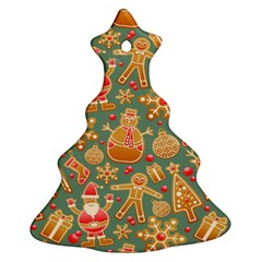 Santa And Friends Pattern Christmas Tree Ornament (2 Sides)