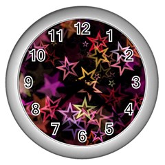 Sparkly Stars Pattern Wall Clocks (silver) 