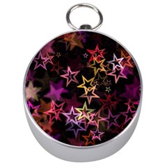 Sparkly Stars Pattern Silver Compasses