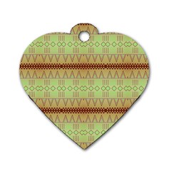 Aztec Pattern Dog Tag Heart (one Side)