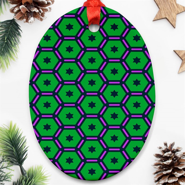 Stars in hexagons pattern Ornament (Oval)