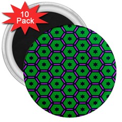 Stars In Hexagons Pattern 3  Magnet (10 Pack) by LalyLauraFLM