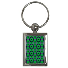 Stars In Hexagons Pattern Key Chain (rectangle) by LalyLauraFLM