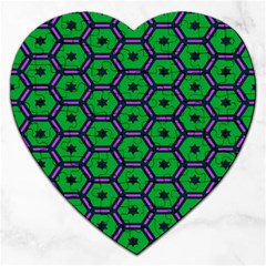 Stars In Hexagons Pattern Jigsaw Puzzle (heart) by LalyLauraFLM