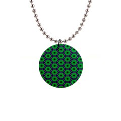 Stars In Hexagons Pattern 1  Button Necklace by LalyLauraFLM