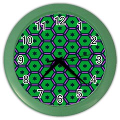 Stars In Hexagons Pattern Color Wall Clock