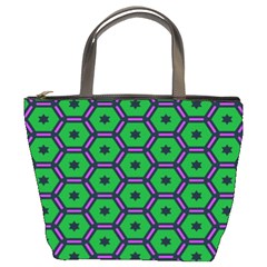 Stars In Hexagons Pattern Bucket Bag by LalyLauraFLM