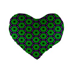 Stars In Hexagons Pattern Standard 16  Premium Heart Shape Cushion  by LalyLauraFLM