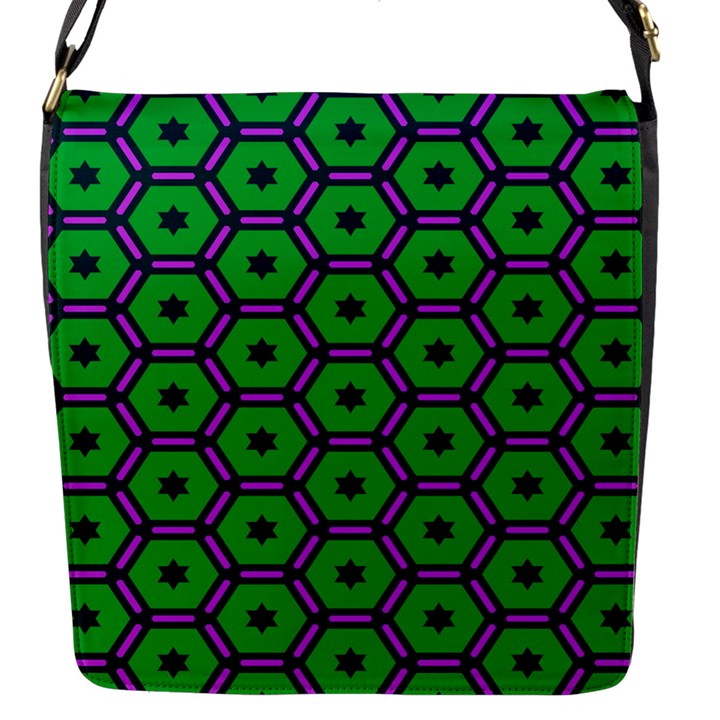 Stars in hexagons pattern Flap Closure Messenger Bag (S)