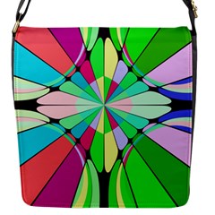 Distorted Flower Flap Closure Messenger Bag (s) by LalyLauraFLM