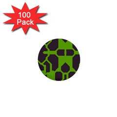 Brown Green Shapes 1  Mini Button (100 Pack) 