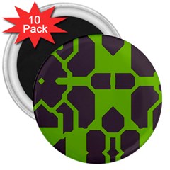 Brown Green Shapes 3  Magnet (10 Pack)