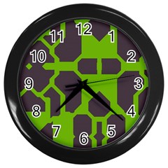 Brown Green Shapes Wall Clock (black)