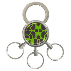 Brown Green Shapes 3-ring Key Chain