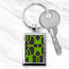 Brown Green Shapes Key Chain (rectangle) by LalyLauraFLM