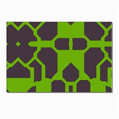 Brown Green Shapes Postcard 4 x 6  (pkg Of 10) by LalyLauraFLM