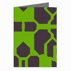 Brown Green Shapes Greeting Cards (pkg Of 8) by LalyLauraFLM